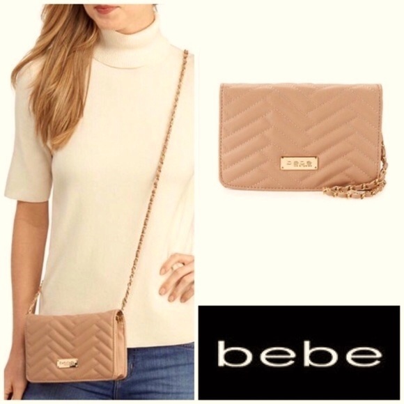 🌼2 for $30🌼 NWOT Bebe Los Angeles Sophia Tan Crossbody chain Strap Purse - Picture 2 of 9